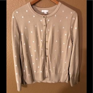 Charter Club cardigan XL tan & white dots Feminine